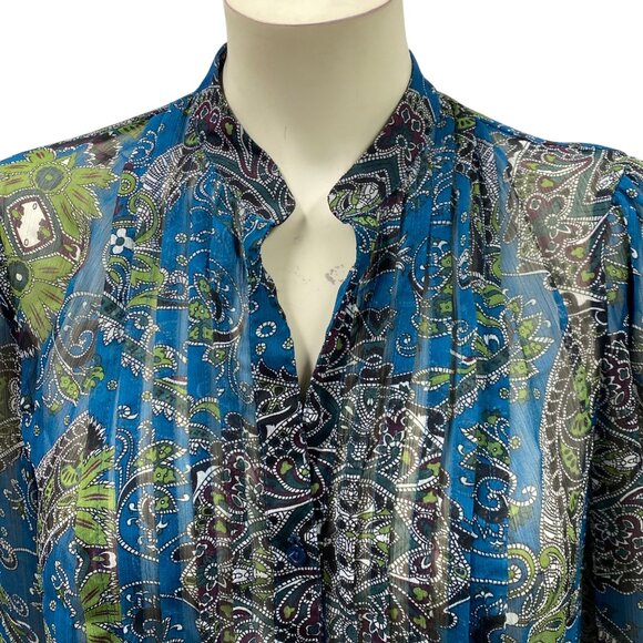 INC International Concepts Womens Sheer Paisley Ruffle Blouse Size 8 - Picture 4 of 7